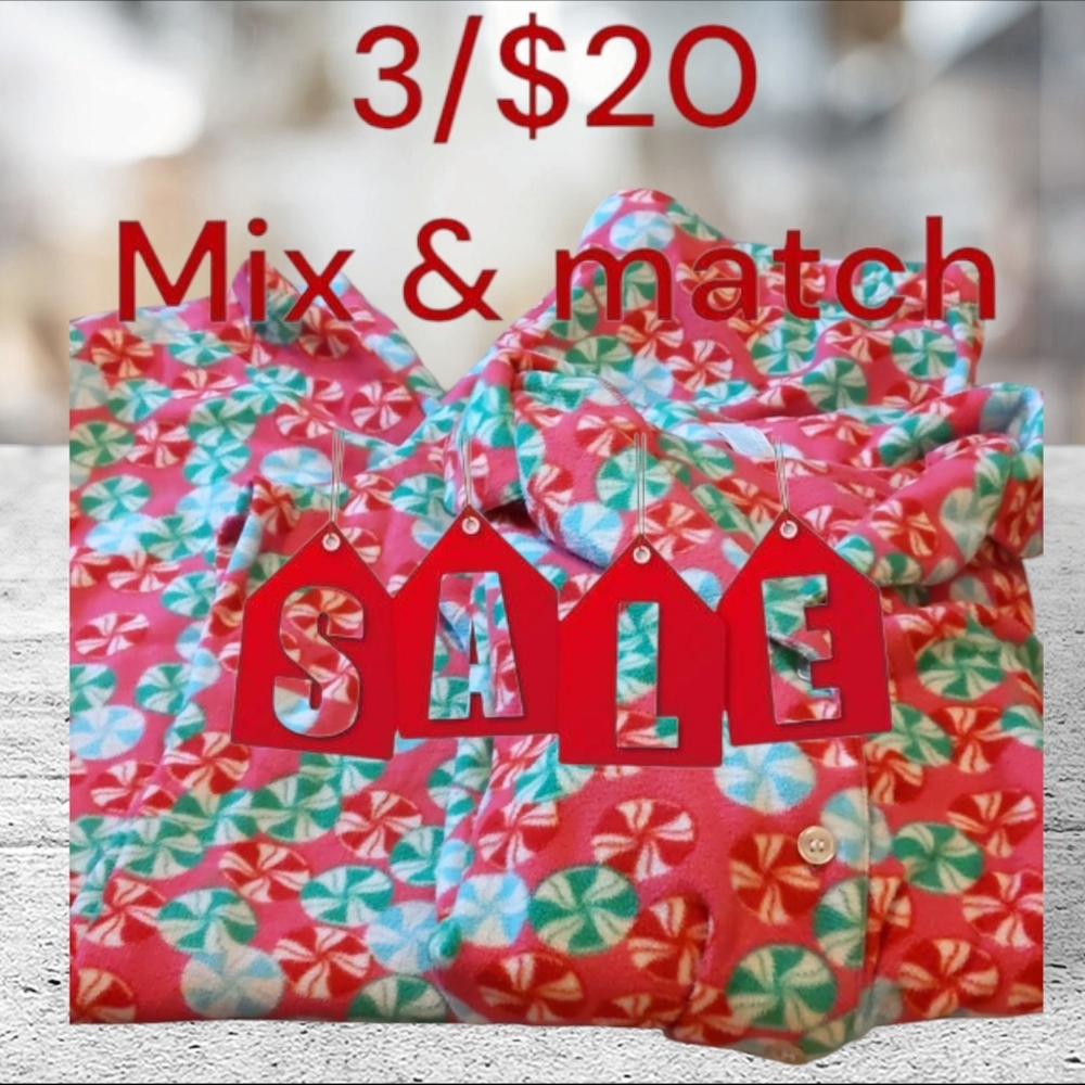 basic editions christmas candy soft fleece pajama set size XL